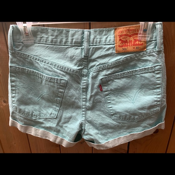 Levi’s Mint Denim Cuffed Shorts NWOT - Picture 3 of 10